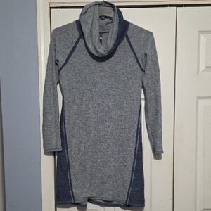 Kuhl Nova Women's Gray and Blue Cowl Neck Sweater Dress